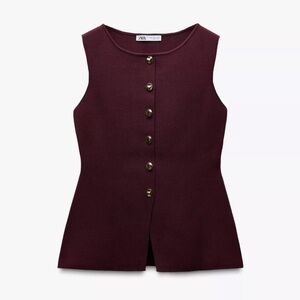 Zara Deep Burgundy Buttoned Blouse